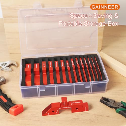 Gainneer 14 Pcs Router Table Setup Bars – Aluminum Height, Depth & Angle Gauges with 8 Angle Blocks