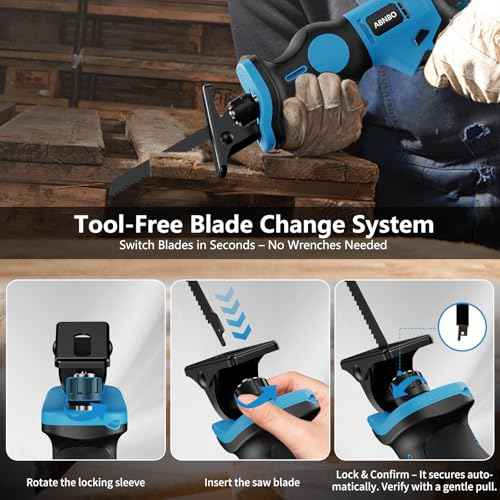 20V Cordless Reciprocating Saw, Brushless Electric Saw with 2 x 2.0Ah Batteries and 6 Blades,Tool-Free Blade Change, Portable Power Reciprocating Saw for Cutting Wood, Metal, PVC