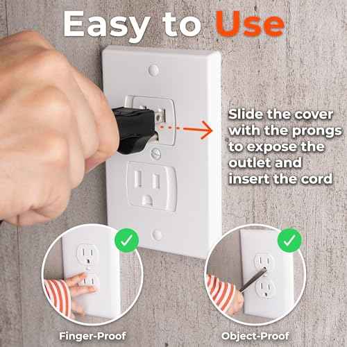 4-Pack Self-Closing Outlet Covers Baby Proofing - for Standard Single Screw & Decorator 2-Screw Outlets - Child Proof Sliding Outlet Covers