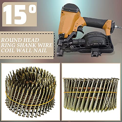 Hotop 3600 Count 15-Degree Coil Siding Nails - 2 Inch Wire Collated Nails