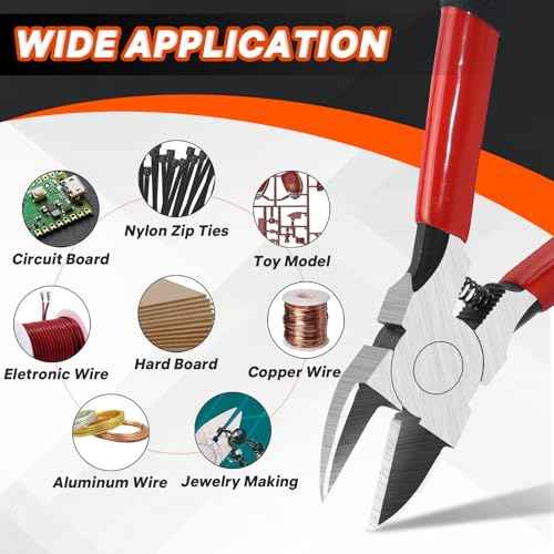 2PCS Heavy Duty Wire Cutters Set, 5 inch & 6 inch Electrical Diagonal Cutting Pliers, High Carbon Steel, Anti-Slip Handle, for Crafting, Jewelry Making, Electricians