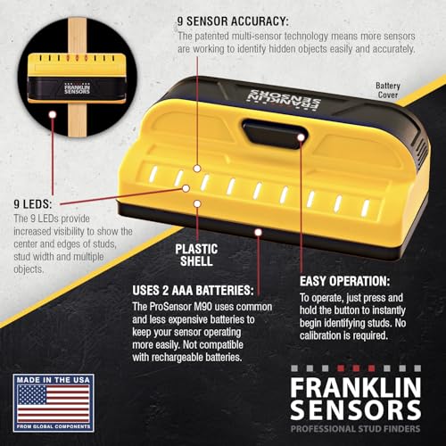 Yellow Franklin Sensors ProSensor M90 9-Sensor Stud Finder Wall Scanner
