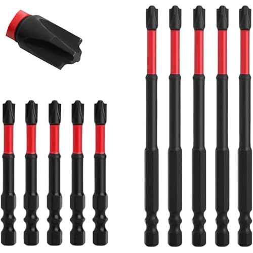 FPH2 Impact Screwdriver Bit Set - 65mm & 110mm Slotted Heads 1/4 Inch Hex Shank, Cross Slot Screw Driver Drill Bits Used Electricians £¬CNC Machined Tips with Magnetism,(10pcs)
