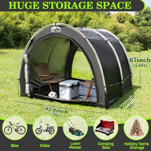 8x7x5.6ft Waterproof Bike Storage Tent Shed for 2-8 Bikes - Outdoor Portable Garage