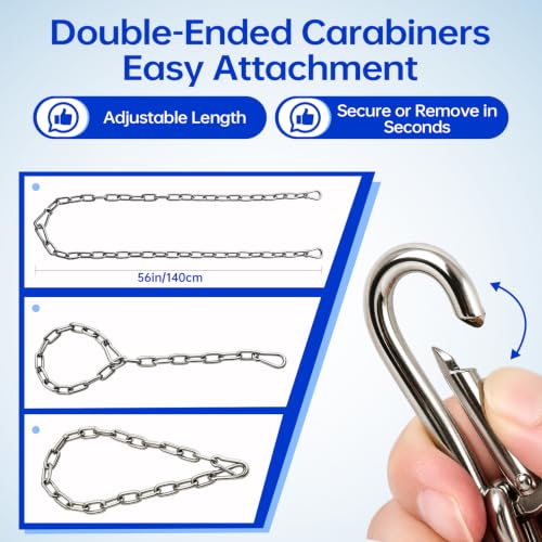 Heavy Duty Stainless Steel Gate Chain Lock with Carabiners - 2 Pack, 28 Inch