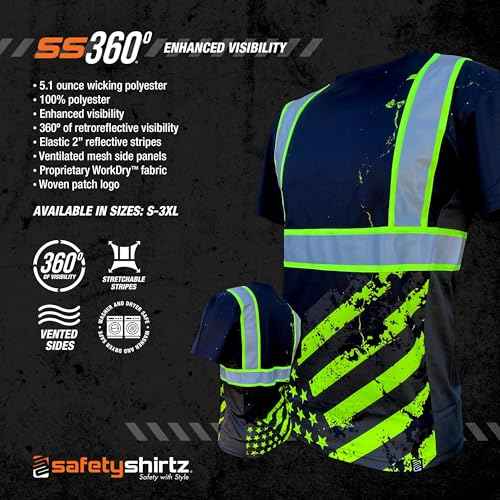 SafetyShirtz Men's SS360 Stealth and Northern Lights - Type-O and Enhanced Visibility - UPF 40 - Reflective Shirt