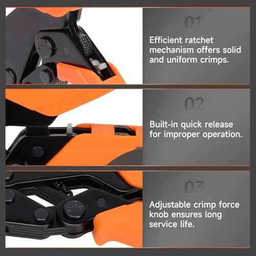 iCrimp Rachet Crimping Tool for End Sleeves Ferrules, AWG 24-10 Wire Crimper, Electrical Crimp Tool, X2410 Jaws