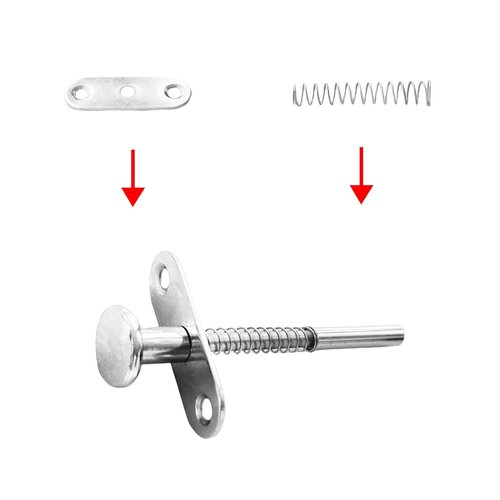 2PCS Stainless Steel Spring Plunger Latch Lock - 6.5x80mm (0.26x3.15 Inch) Spring-Loaded Latch Pin for Furniture, Bed, and Door Applications