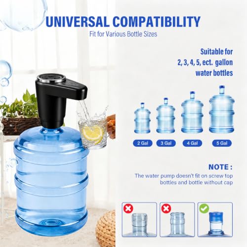 Swardroof Rechargeable Dual Motor Water Jug Pump - Gloss Black for 5 Gallon Bottles