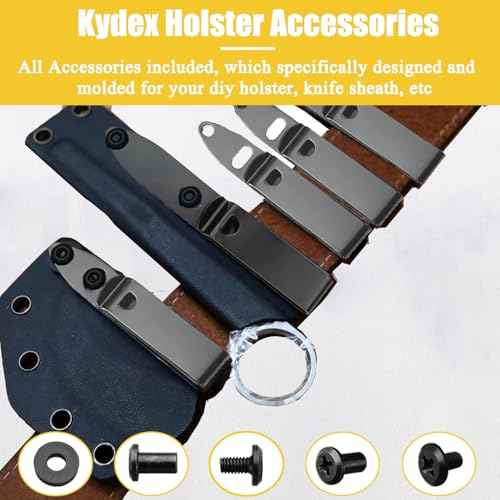 Kydex Belt Clip Knife Sheath Kit, Stainless Steel Kydex DIY Holster Kit, Knife Clips Replacement with Screws, Universal Metal Belt Clip for Knife Sheaths, IWB Holster Belt Clip