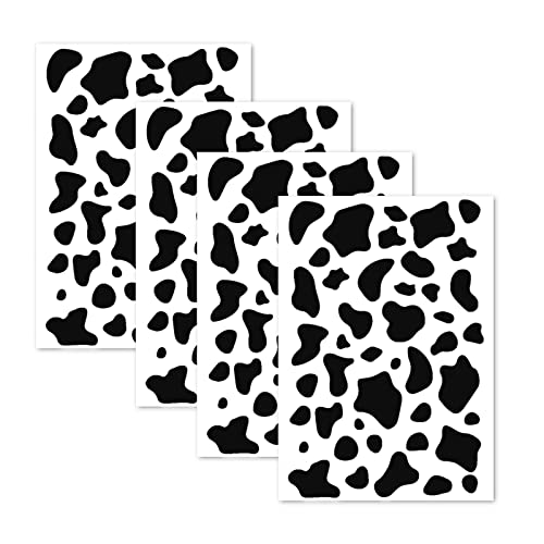 4 Pieces Cow Print Stencil A4 Animal Plastic Stencils ReusableTemplates for Painting on Wood Canvas Paper Fabric Floor Wall Tile DIY Crafts Decor