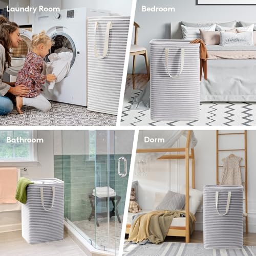 Lifewit 80L Laundry Hamper Grey - Large Foldable Laundry Basket with Handles