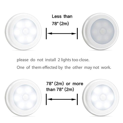 Novelty Place Super Bright LED Motion Sensor Lights - Cordless Battery Powered Built-in Magnets Optional Sticky Pads - Motion Sensing Bathroom Hallway Closet Nightlight - Pack of 3
