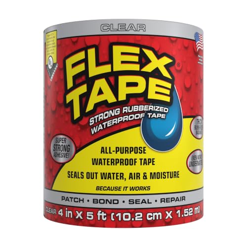 Flex Tape Clear Waterproof Rubberized Repair Tape 4 in x 5 ft - 1 Pack