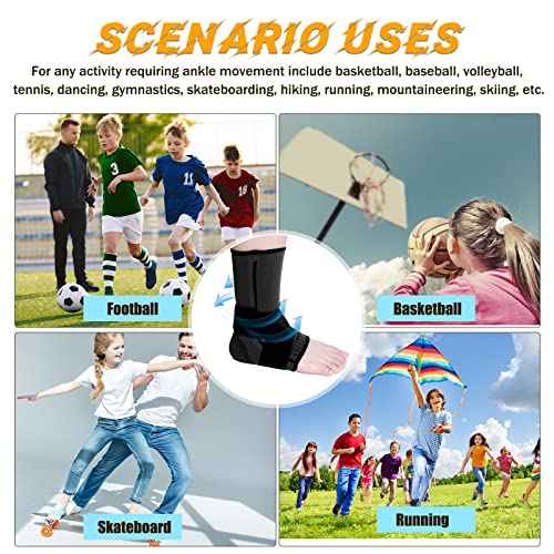 Tarpop 1 Pair Ankle Brace for Kids Compression Ankle Sleeves Adjustable Foot Support Brace Elastic Guard for Children Boys Girls Sports Running Jogging Dance Fitness Gymnastics(Black,X-Small)
