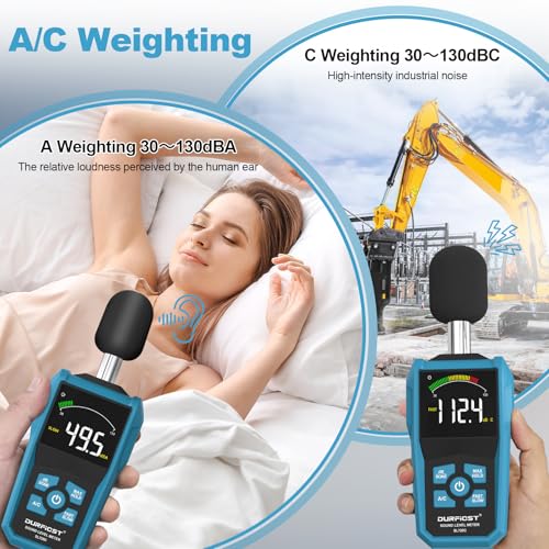 DURFICST Digital Sound Level Meter 30-130 dB, A/C Weighting