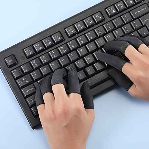 400 Pcs Disposable Latex Finger Cots Protective Fingertips Gloves Black Finger Sleeves Protectors for Industrial, Beauty and More, 2.4 x 0.8 Inch