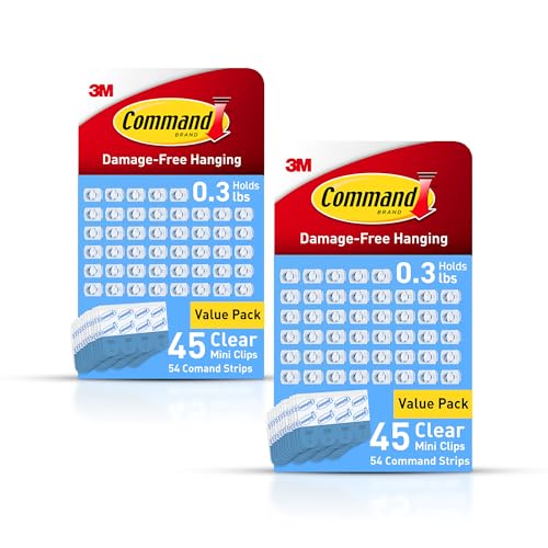 Command Indoor Mini Light Clips 90 Count - Damage-Free Holiday & Decor Hanging