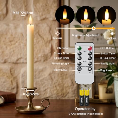 GenSwin Ivory Flameless Taper Candles Set with Remote & Timer - Safe LED Battery Operated Decor