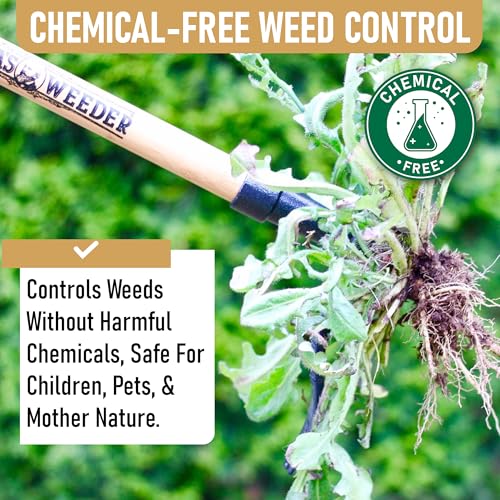 Stand Up Weed Puller Tool with Long Bamboo Handle - Grampa's Weeder