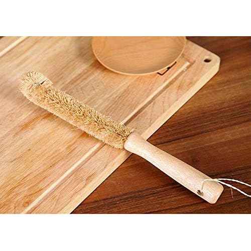 1Pcs Coconut Fibre Brush with Natural Wooden Handle Hangable Kitchen Multifunction Brush Cup Brush Washing Brush for Glass Feeding Bottle Wine Bottle