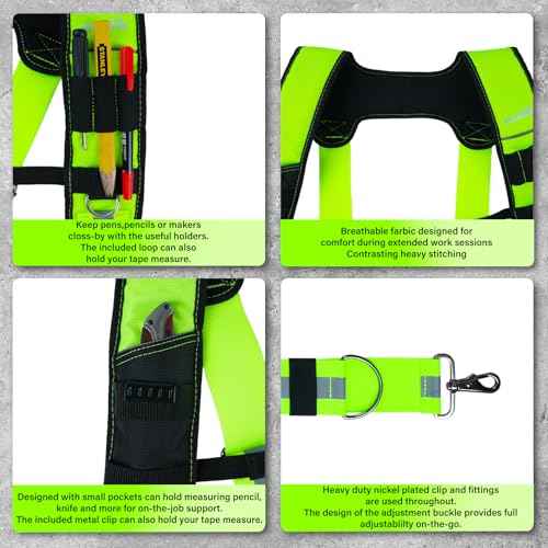 MELOTOUGH Tool Belt Suspenders Construction Bag Suspenders Padded Work Belt Hi Vis Suspenders for Carpenter/Electrician