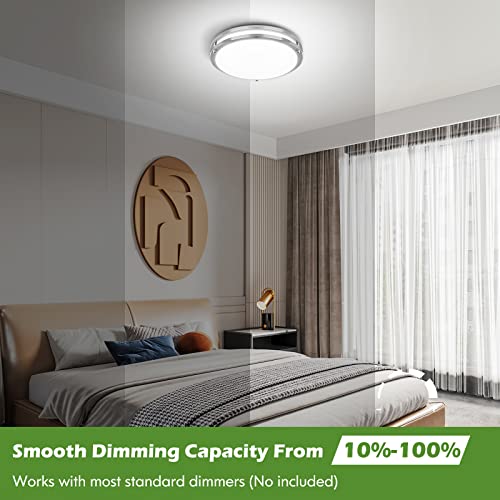 GoBright Brushed Nickel 36W LED Ceiling Light Fixture, 12in, 3 CCT Adjustable