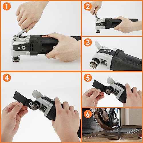 8Pcs Oscillating Saw Blades Set Bi-metal Stainless Steel Multitool Blades Kit Quick Release Oscillating Blades Precise Cutting Saw Blades with 3 Gaskets for Wood Plastic Cutting