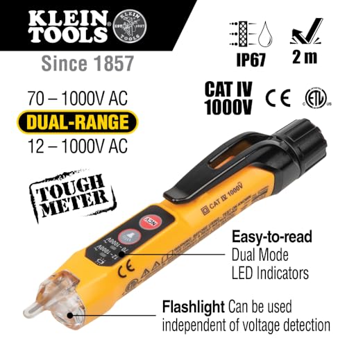 Klein Tools Dual Range Non-Contact Voltage Tester NCVT3P with Flashlight, Audible & LED Alerts