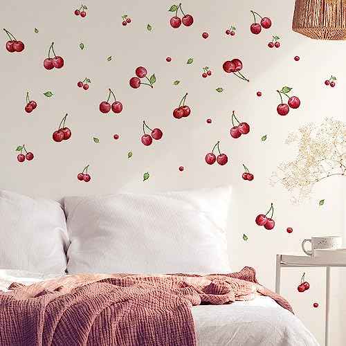 Wall Decals, Peel and Stick Stickers, Cherry Pattern,