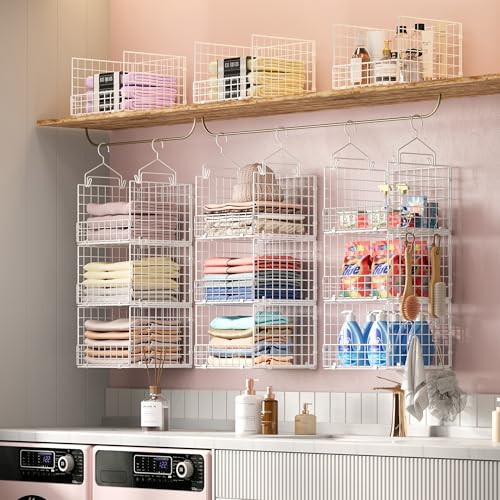 Sonyabecca White 3-Tier Hanging Closet Organizer with S-Hooks - Large Storage Shelf