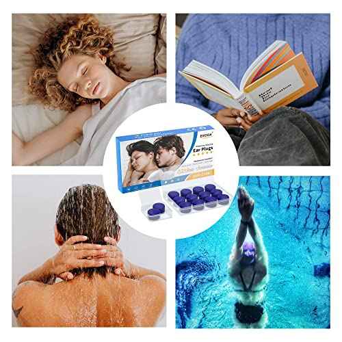 EXGOX 7 Pairs Silicone Ear Plugs for Sleeping Noise Cancelling Reusable Moldable Wax Earplugs for Swimming, Work, Airplane, SNR27dB(Dark Blue)