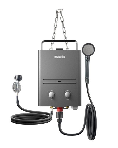 Ranein 1.58 GPM Portable Water Heater, Outdoor Tankless Water Heater Instant Gas Propane Hot Water Heater with Handle for RV Camping Trips Cabins Barns