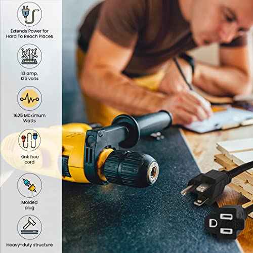 Go Green Power Inc. 16/3 25ft Black Outdoor Extension Cord - Reliable, Heavy Duty - Ideal for Outdoor Tools & Equipment - GG-13725BK