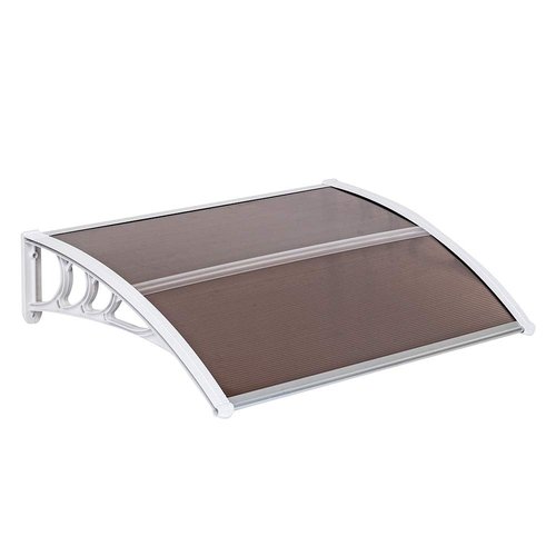 WISLAS Window Awning Door Canopy Exterior- 32" x 40" Aluminum Door Awning, Polycarbonate Cover Patio Canopy for House, Outside, Rain Snow & UV Resistant (Brown Board & White Bracket)