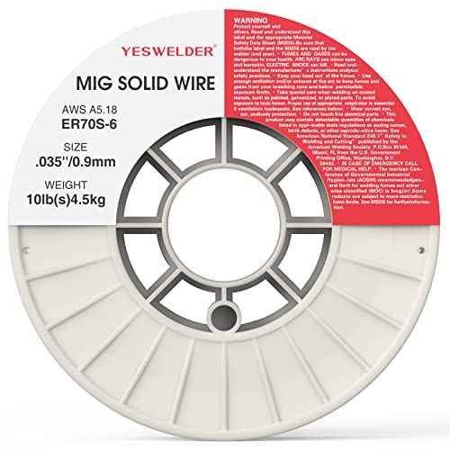 YESWELDER ER70S-6 MIG Wire, Solid Carbon Steel .035-Inch Diameter 10-Pound, High Feedability Strong ABS Plastic Spool Welding Wire