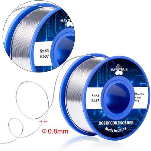 Solder Wire 63/37, high Purity no-wash tin-Lead Rosin cored Wire with 2.2% Flux for Electric Soldering (0.8mm 50g)
