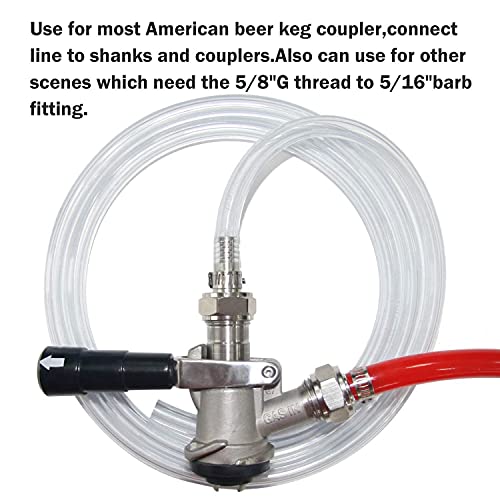 LitKiwi 2Pcs 5/8 G BSP to 1/4 Barb Fittings Stainless Steel Keg Coupler Connector