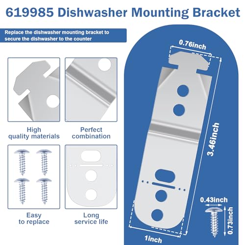 4 Pack 619985 Dishwasher Mounting Brackets for Bosch/Thermador – 8 Screws Included