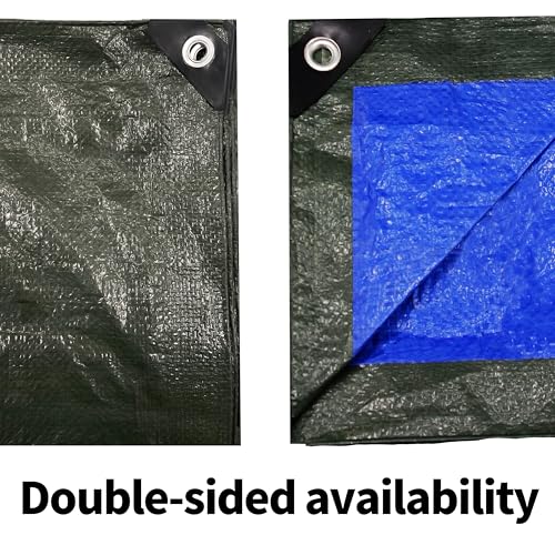 TARPAL 10x10 ft Green Waterproof Tarp - Lightweight 6mil Multipurpose Cover with Reinforced Edges & Grommets