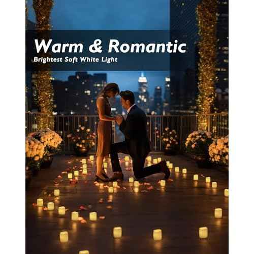 Homemory 24Pack Flickering Flameless Votive Candles,200+Hour Electric Fake Candles,Battery Operated LED Tealight for Wedding,Outdoor,Table,Halloween,Christmas Decor(Warm White,Battery Included)