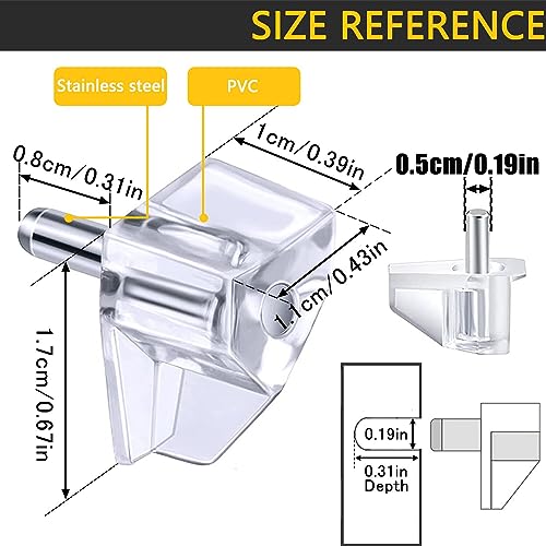 Sazoemao 5mm Clear Plastic Shelf Support Pegs - Set of 20, Durable Cabinet Shelf Pins for Kitchen and Furniture