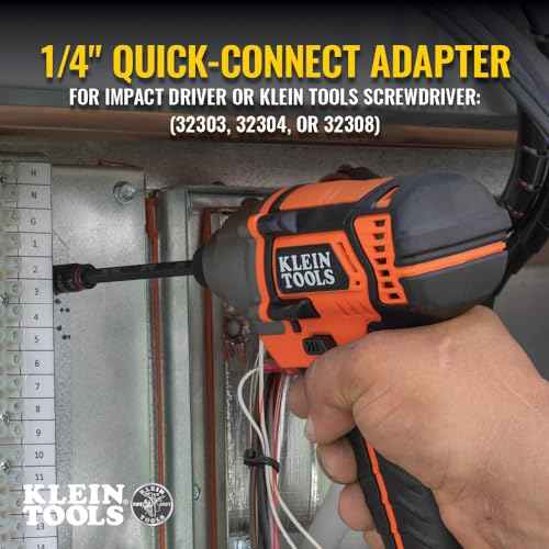 Klein Tools 32766 Impact Driver, 3-in-1 SAE Impact Socket and Bit Holder, Flip Socket with 1/4-Inch and 5/16-Inch Hex Drivers, 3-Inch Length