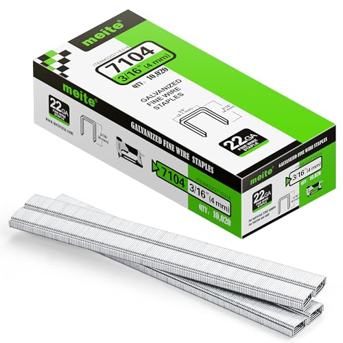 Meite 71/04 Upholstery Staples 22 Gauge 3/8-Inch Crown, 3/16-Inch Leg, Galvanized, 1 Box - 10,020 Counts