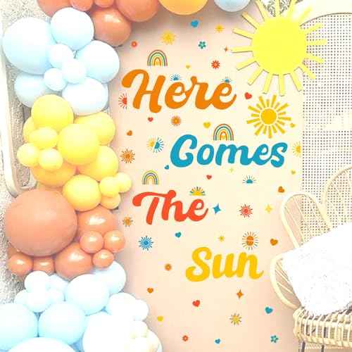 Here Comes The Sun Backdrop Decals Son Baby Shower Arch Stickers Gender Reveal Party Decorations For Arch Balloon Decor Welcome Oh Baby Sign Decal Boy First Birthday Party Supplies