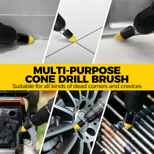 Yellow Holikme 6-Piece Drill Brush Set - Soft Bristle Power Scrubber for Home & Auto Cleaning