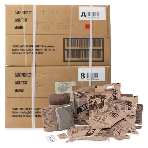 Leevax Military-Grade MRE Meals 24-Meal A&B Bundle, Inspection 2026+ Emergency Food Supply