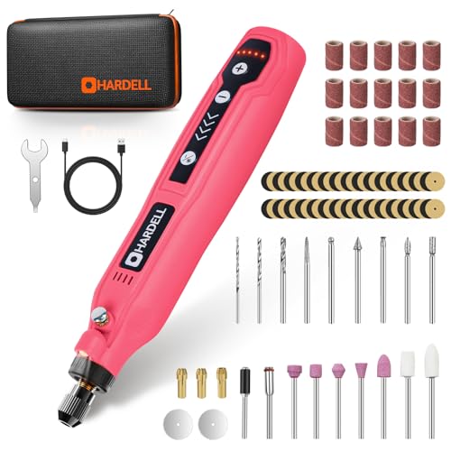 HARDELL Pink Mini Cordless Rotary Tool, Engrave Sand Drill for DIY Projects