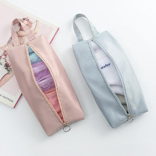 1PC Travel underwear storage bag - durable nylon multi-layer storage bag, suitable for bras, panties, socks, and shirts, Light Pink