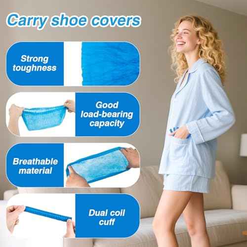 50 Pack (25 Pairs) Shoe Covers Disposable - Boot Covers Disposable Non Slip Shoe Covers for Men and Women Fits All Sizes of Shoe Booties for House Cleaning